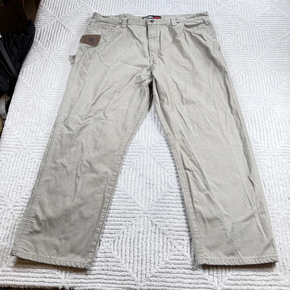 Wrangler Riggs Workwear Carpenter Pants Mens 42x30 Khaki Ripstop Utility Rugged